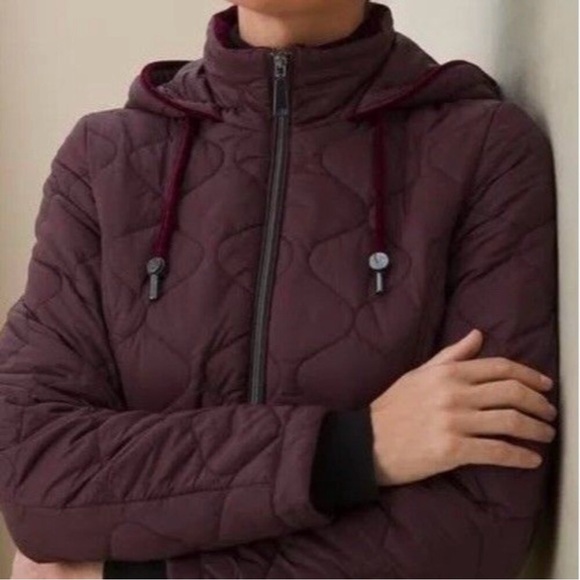 Chico's Quilted Anorak Puffer Jacket in Burgundy Size Small - Picture 3 of 14